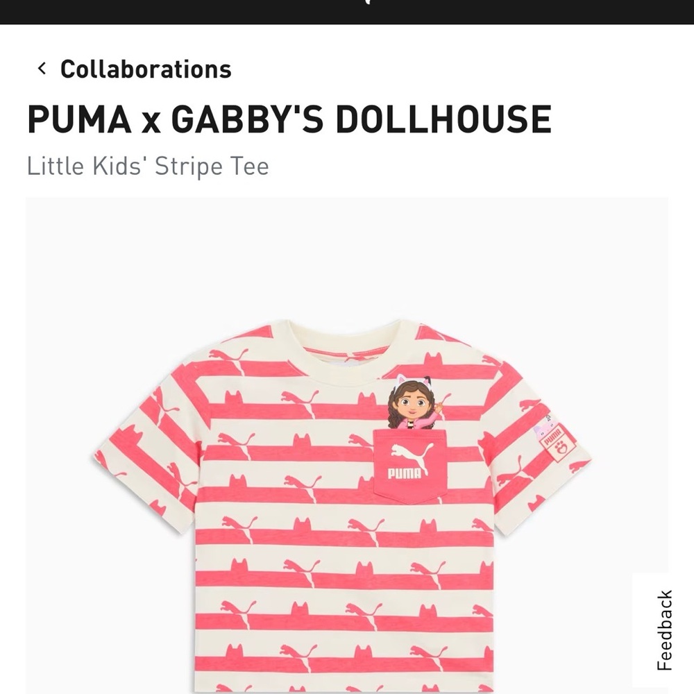 Puma Kids Coral and White Striped Tee